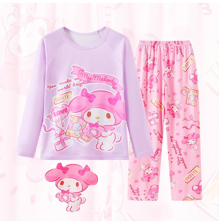 Children's Pajamas Spring and Autumn Long-sleeved Girls Cartoon Cute Print Baby Comfortable Loungewear Set