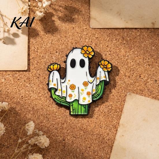 Durable Zinc Alloy Pin Halloween Cartoon Ghost Enamel Brooch, Spooky Metal Lapel Pin, Jacket Sweater Cardigan Coat Suit Scarf Decor, Men Women