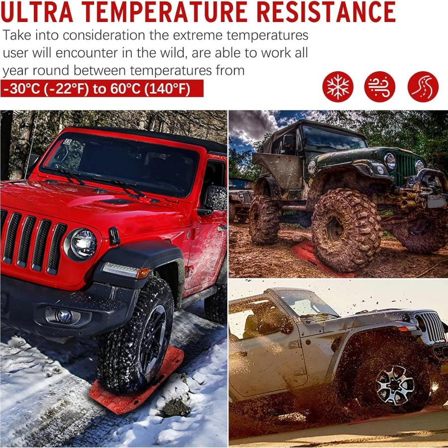 2PCS Off Road Traction Boards 58CM Short Recovery Track Traction Mat for 4WD Mud Sand Snow Ramps Tire Traction Tool Red Black