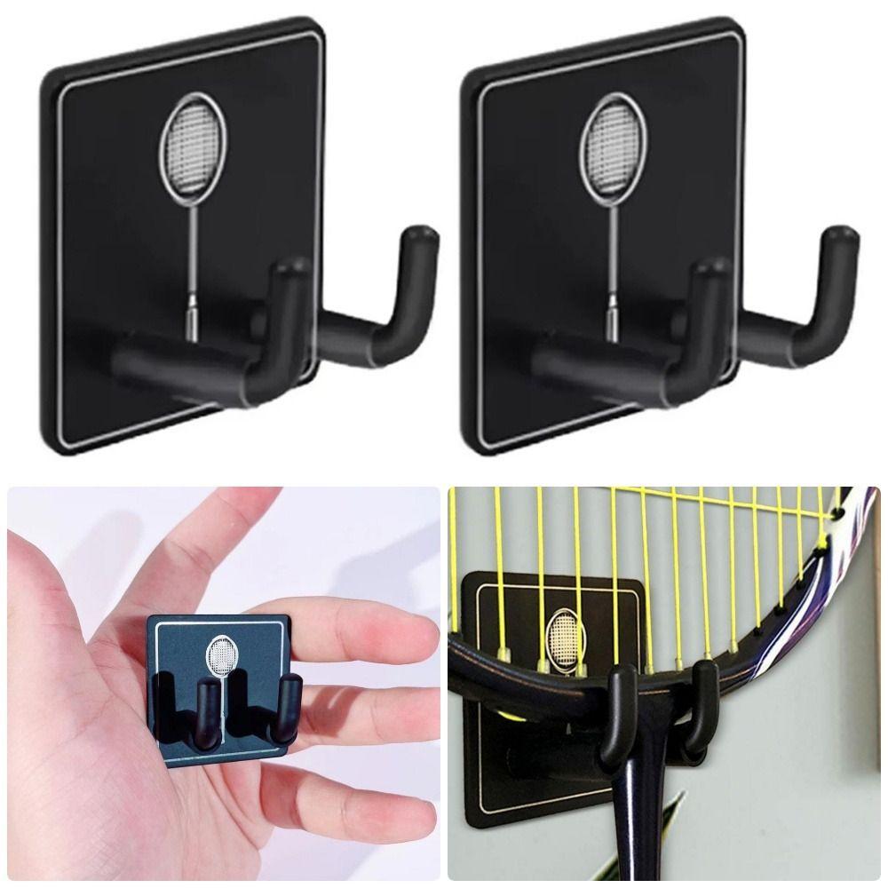1Pcs No Hole Tennis Racket Holder Storage Rack Racket Hanger Durable Wall Hook