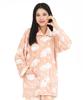 SAZAC Kogimyun Flannel Shirt Pajama Long Sleeve and Loungewear Women's Set, Pants, (Orange/L/SAN1870)