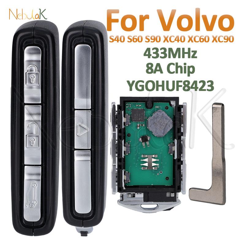 Car Smart Key YGOHUF8423 For Volvo S40 S60 S90 XC40 XC60 XC90 2016-2020 V60 V90 433Mhz Remote Fob 4 Buttons Proximity Keyless 4 Buttons