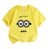 Kids Boys Girls 100% Cotton Crew Neck Short Sleeve T-Shirt Cute Surprised Cartoon Minion Face Print Casual Comfortable Lightweight Tee for Daily Wear