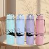 1PC Swimmer Monochrome Silhouette 750ml Color Plastic Sports Water Bottle Leakproof Flip Straw Lid Suitable for Sports Office Home Use