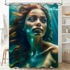 Blue Green Subaquatic Lady Art Shower Curtain for Bathroom Decor Modern Design Waterproof Fabric