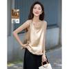 Demana Women's Linen Blend Sleeveless Pleated Blouse