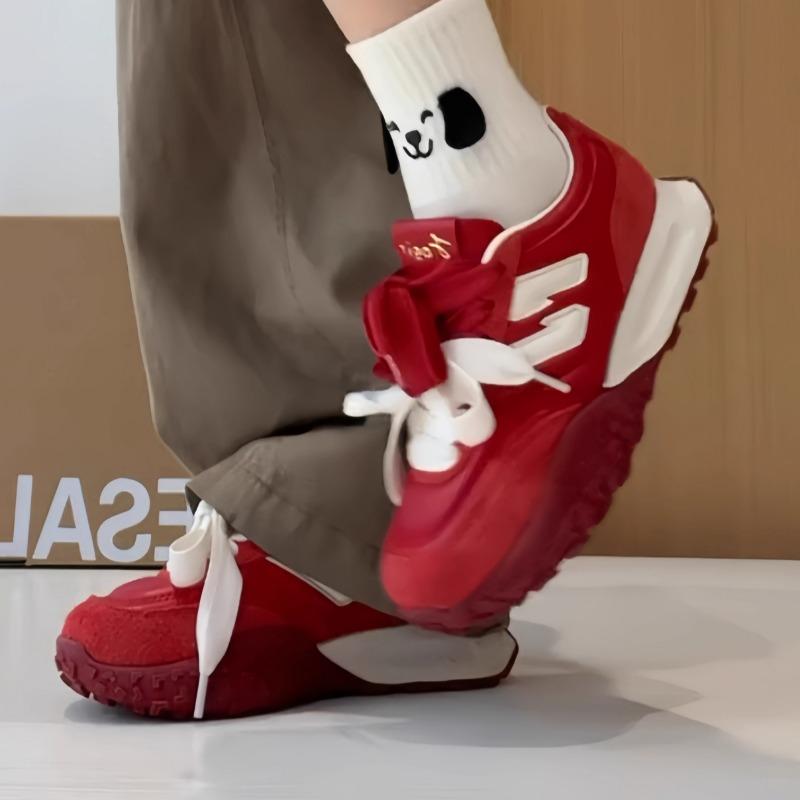 Fashion 2025 New Front Lace-up Women's Vulcanize Shoes Genuine Leather Heightening Shoes Light Best Seller Comfortable Casual Shoes