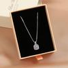 ZAKOL Simple Geometric Crystal White Zircon Pendant Necklace For Women copper-Color Wedding Party Zircon Gift With Box