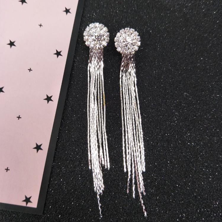 Boucles d'oreilles à pampilles en chaîne griffes de cristal - Puces polyvalentes et tendance