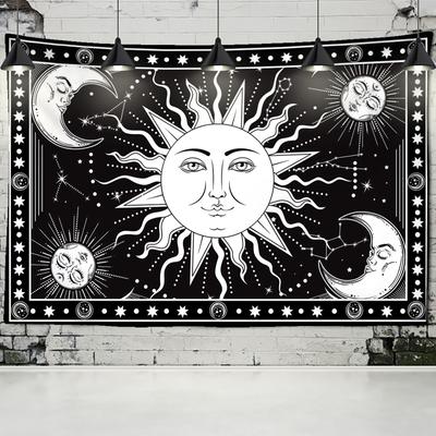India Sole Luna Mandala Arazzo Appeso a Parete Tarocchi Arazzo da Parete Tappeto da Parete Psichedelico Tapiz Stregoneria Arazzi di Stoffa da Parete