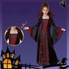 Floral Print Witch Dress with Flare Sleeve Lace Up Witch Dess Girl Halloween Witch Costume For Cosplay Party