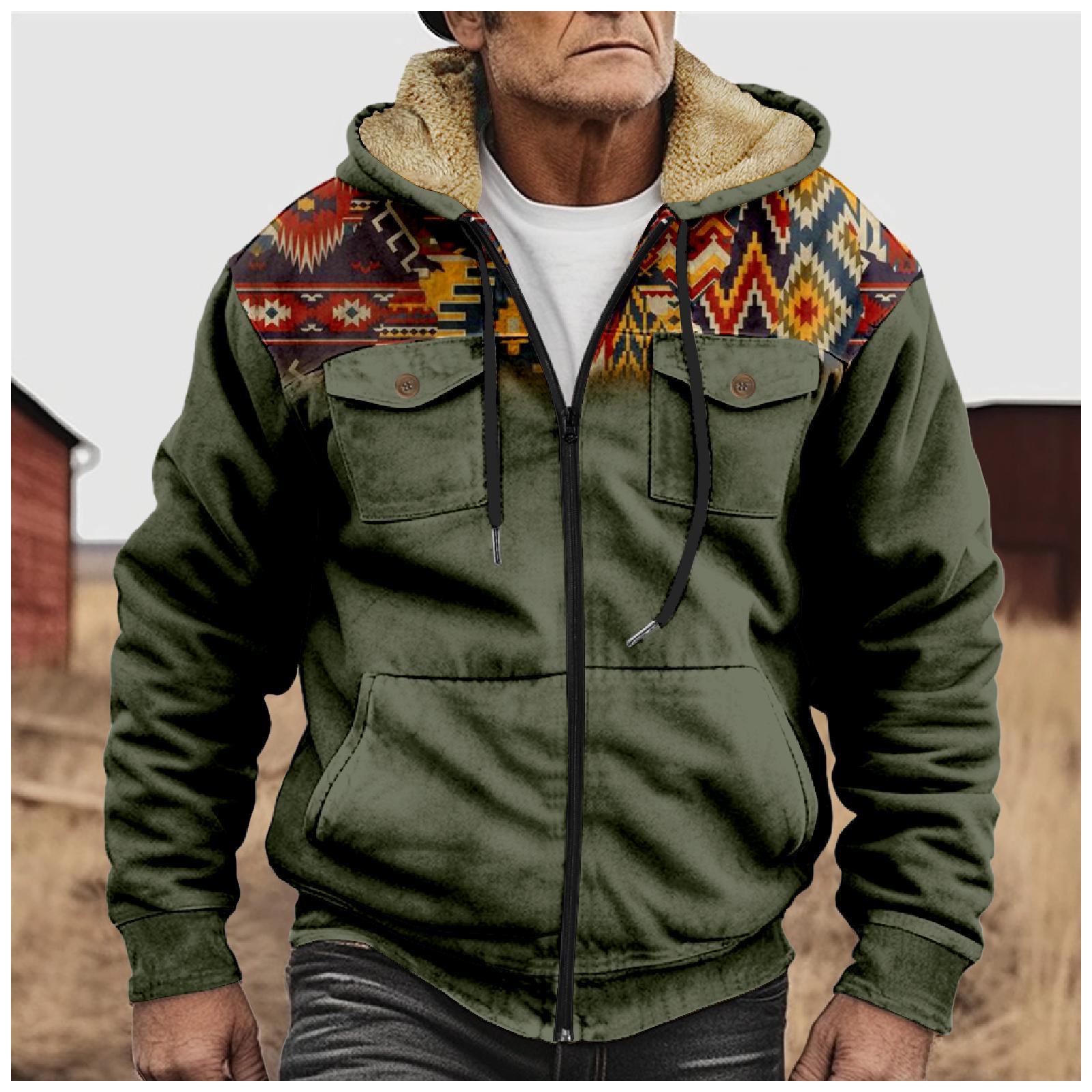 

Мужская зимняя флисовая толстовка с капюшоном на молнии с накладным карманом, повседневная куртка L армия зеленый