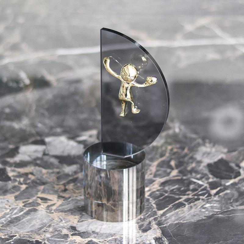 Moderne Leichte Luxus Kleine Goldene Schriftzeichen Ornamente Musterzimmer Hotel Kreative Abstrakte Geometrische Halbkreisförmige Segel Kristall Dekorationen