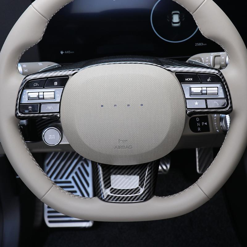 For Hyundai IONIQ 5 2025 LHD RHD Carbon Fiber Steering Wheel Switch Button Trim Frame Car Interior Styling Decor Accessories