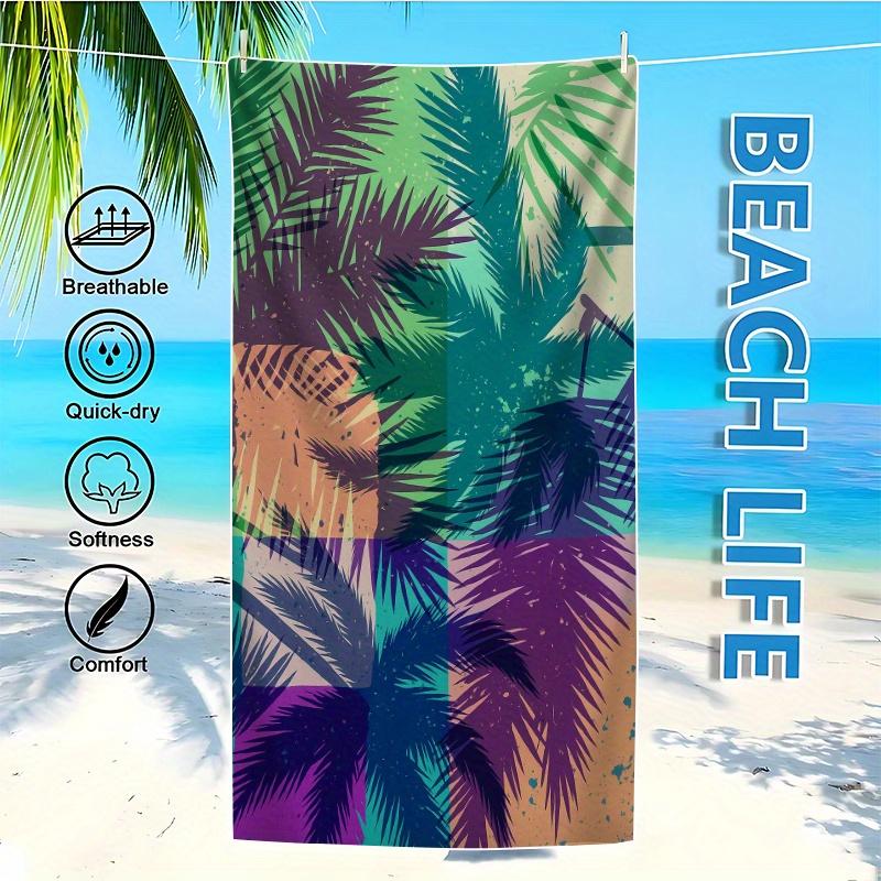 Tropical Palm Leaves Pattern Beach Towel, High Water Absorption Quick Drying Soft and Lightweight, Perfect for Yoga Swimming