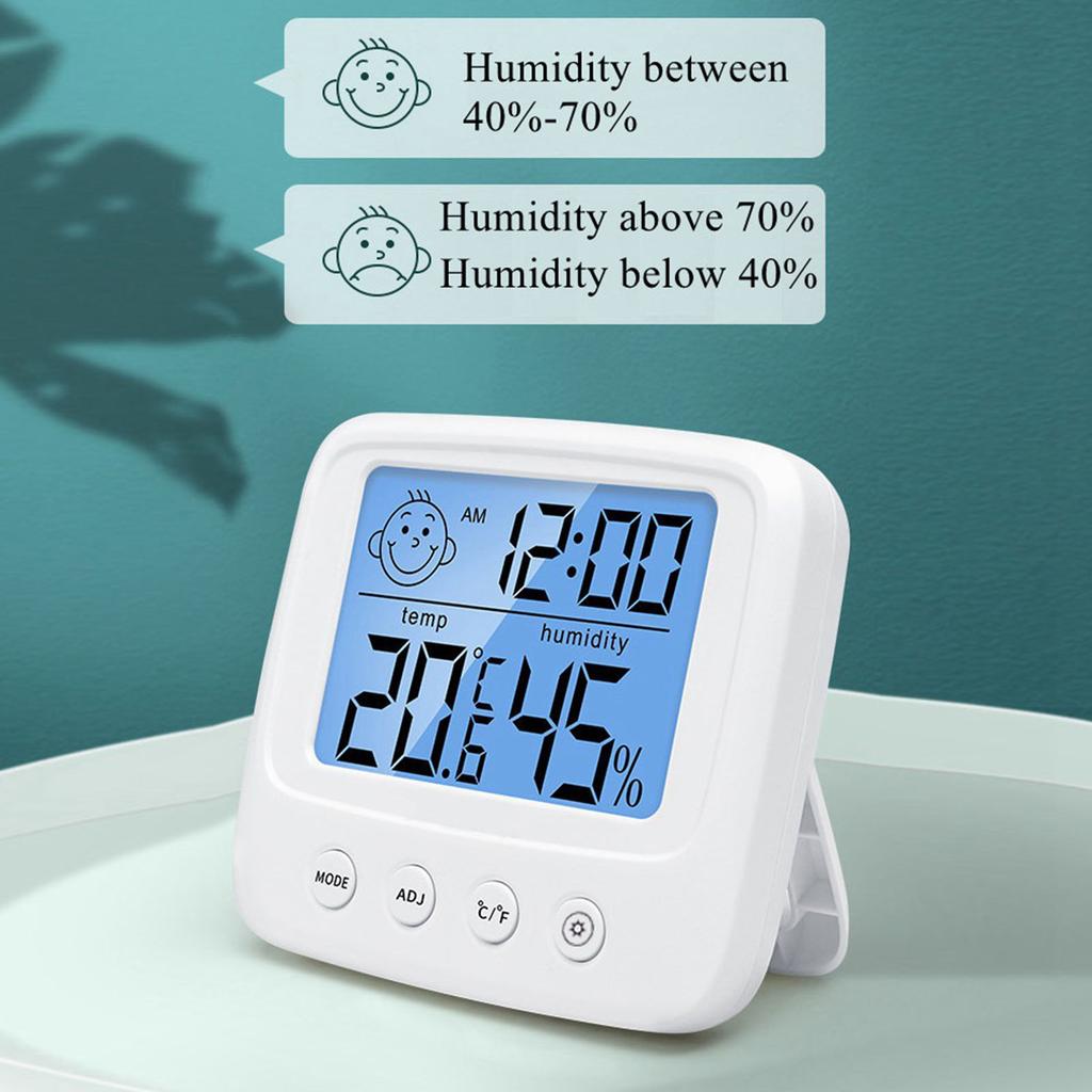 Indoor Temperature Humidity Meter Smile Face Model Alarm Date Display with Backlight Room
