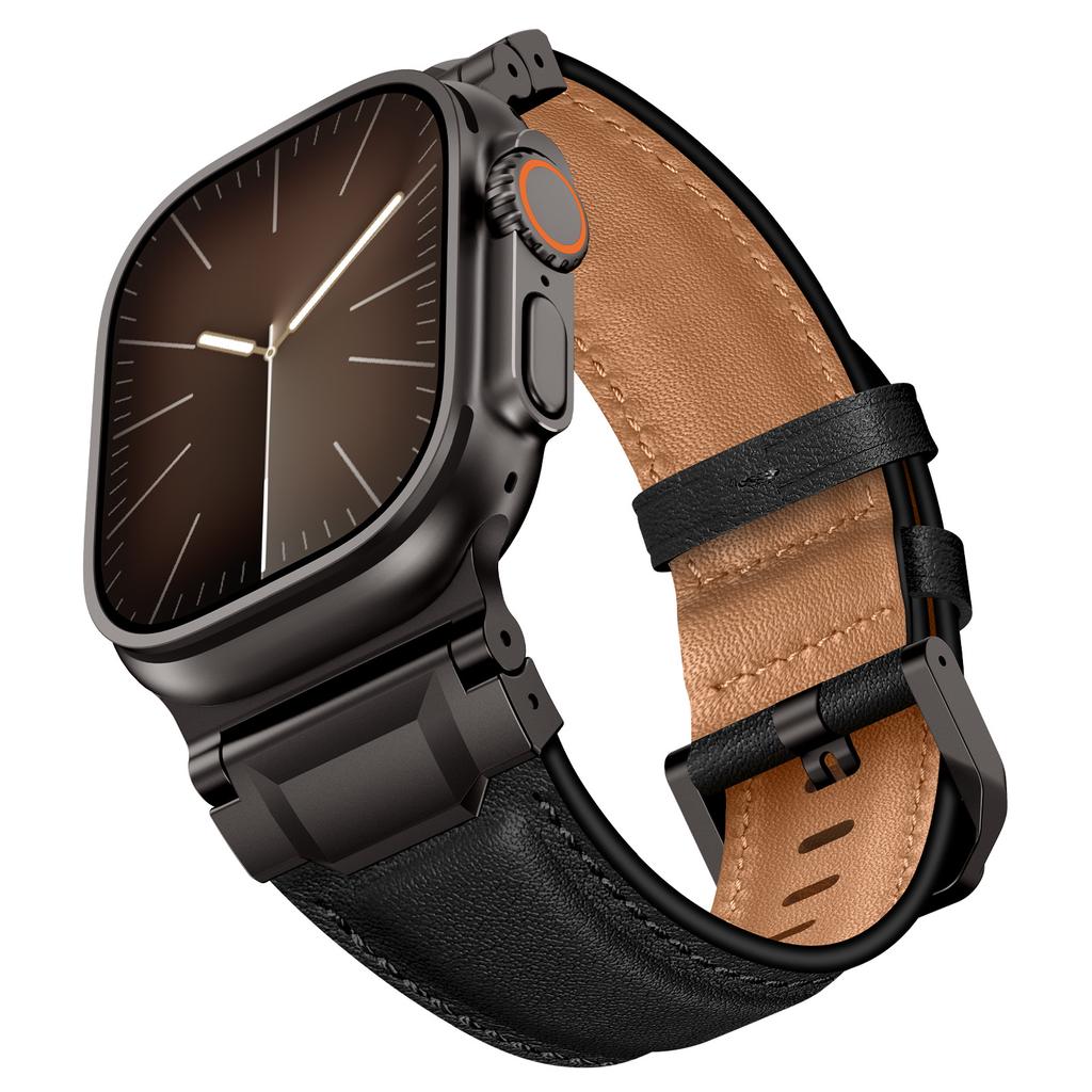 Elegant Leather Band for Apple Watch Ultra 3 2 49mm Series 11 10 46mm Men Business Straps for Iwatch 9 8 7 6 5 4 Se 3 44mm 45mm