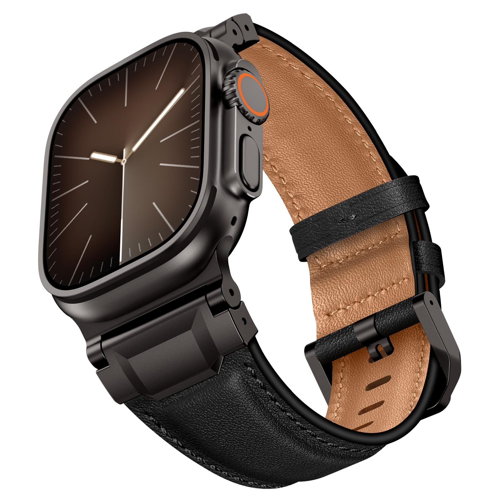 

Business Leather Bracelet for Apple Watch Ultra 3/2 49mm 46mm 45mm 44mm Men Straps for iWatch Series 11 10 9 8 7 6 5 4 SE 3 Band 42mm 44mm 45mm 46mm