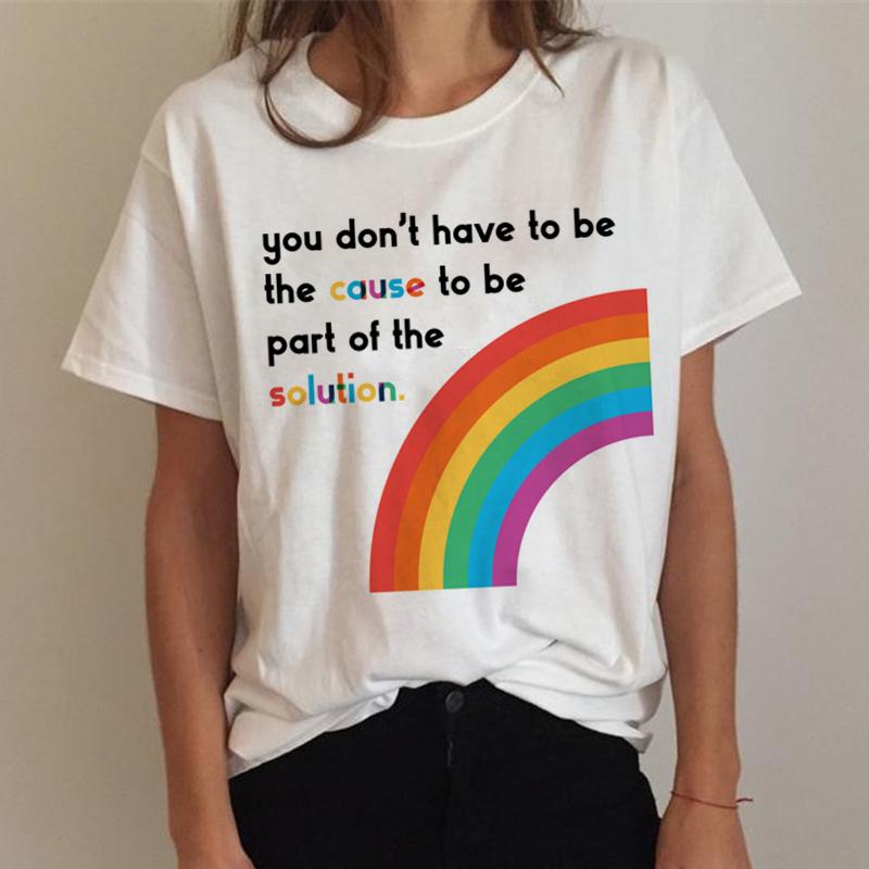 Camiseta feminina topos lgbt t camisa do orgulho gay lésbica arco-íris camiseta harajuku camiseta ullzang engraçado tshirt 90s topos roupas