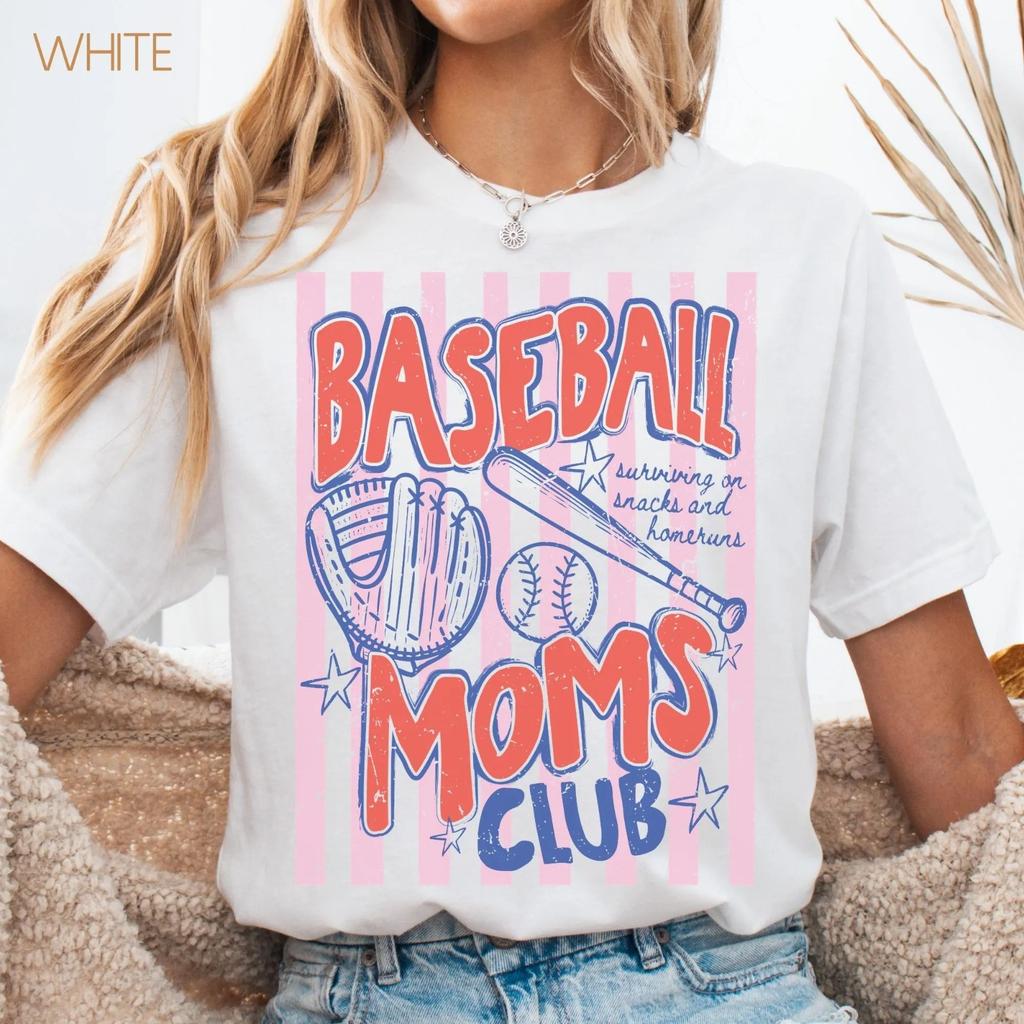 Baseball Moms Club Mother Baseball Mama Sports Kids Adults T-shirt