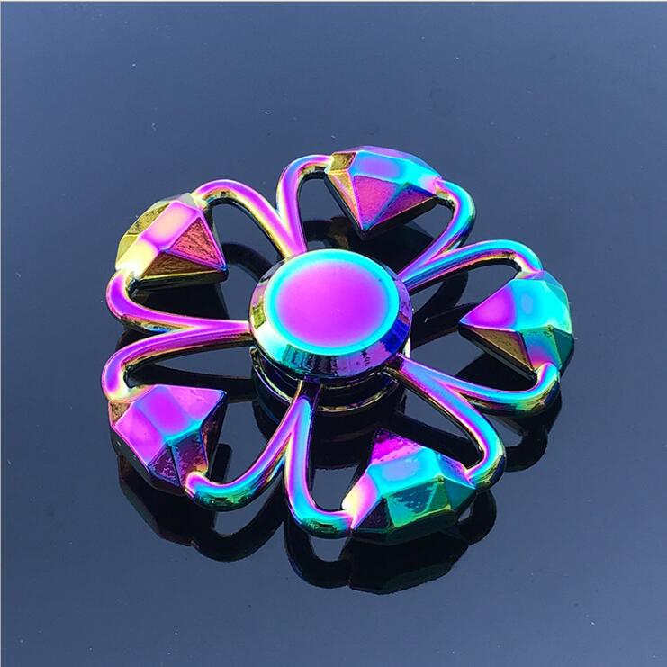 Colorful Zinc Alloy Fidget Spinner: Black Tech Stress-Relief Toy for Students and Kids.