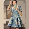 2026 New Summer Women's French Painting Print Princess Dress, Unique Chic Gown for Special Occasions
