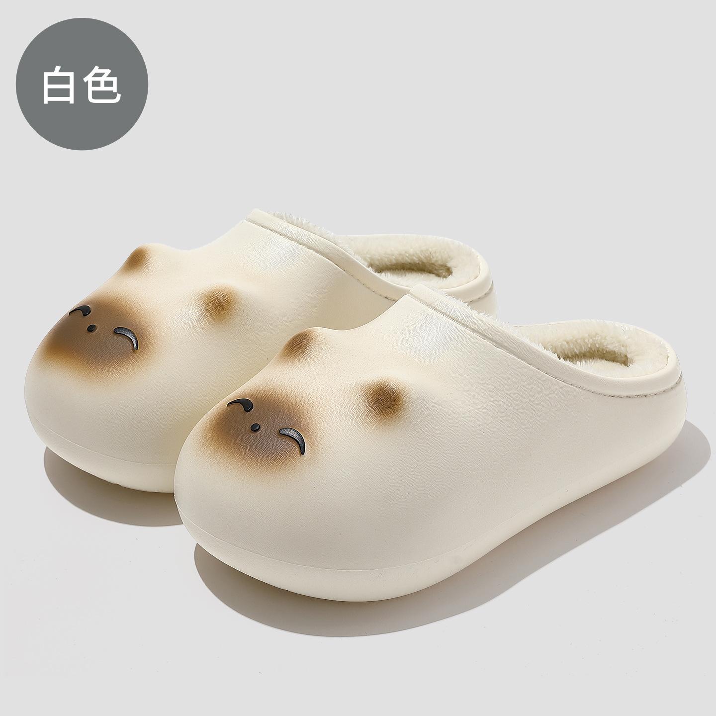 

Мультяшные милые котики, маленький толстый кот, хлопковые тапочки 2025 осень и зима, новые водонепроницаемые и нескользящие, на толстой подошве, теплые хлопковые туфли 38-39 белый