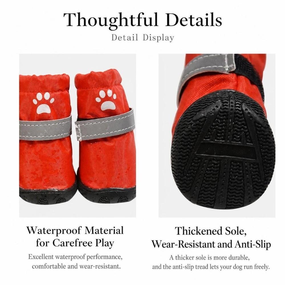 4Pcs Anti-Slip Dog Shoes Waterproof Dog Footwear Fashion Pet Boots Puppy
