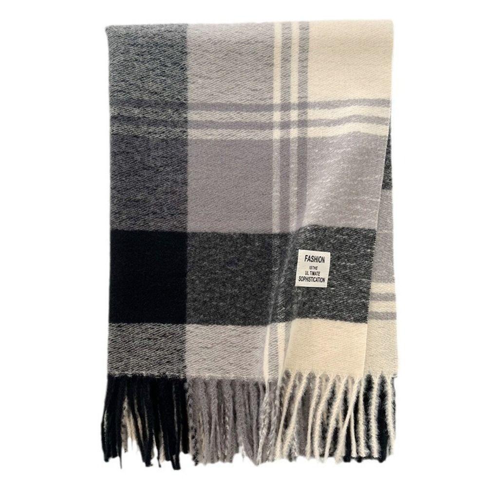 

Thicken Winter Cashmere Scarf Long Tessel Men Scarf Casual Plaid Wool Scarf Males синій