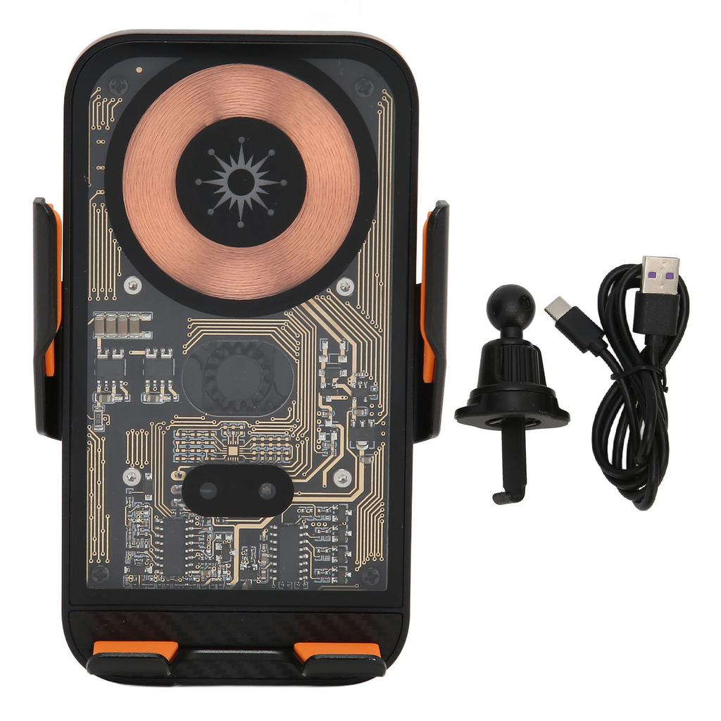 Wireless Car Charger Transparent Shell 360 Degrees  Rotatable Bracket Touch Button Intelligent Sensor Phone