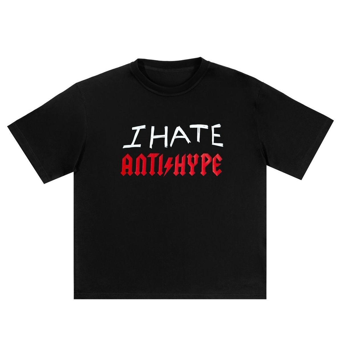 

I Hate AntiHype with Bold Letters Suitable for Both Men Women Featuring Y2K Pattern This Stylish Top Is Perfect for Ins M
