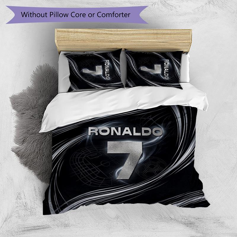 Set Lenzuola Stampate Cristiano Ronaldo 3 Pezzi Copriletto Accogliente Traspirante come Regalo per Inaugurazione Casa o Festa