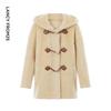 EiLEEN ELITEE Women's Pure Wool Textured Faux Fur Style Coat