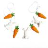 1-5PCS 2026 Easter Bunny and Carrot Hanging Banner 2D Plastic Garland for Spring Home DecorationClassic Easter Front Door Decor