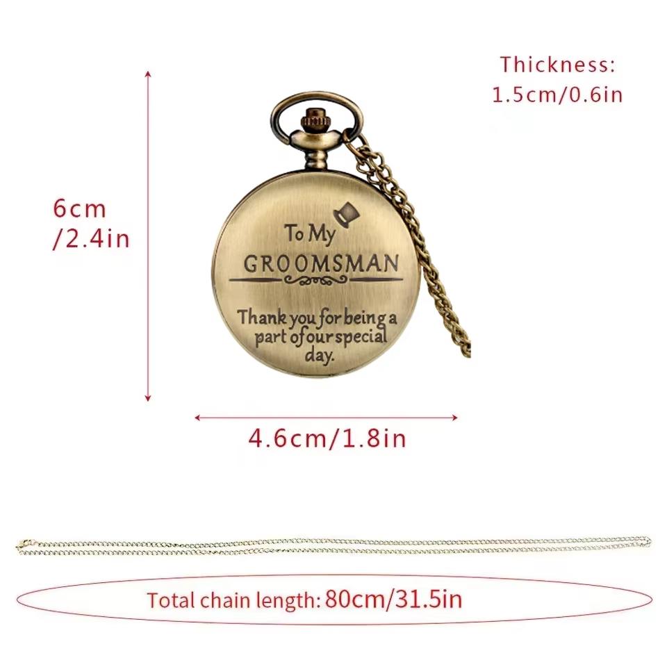 Vintage Bronze Pocket Watch,Thank you for being a part of our special day , Precise Quartz Movement Watch Gift for Groomsmen