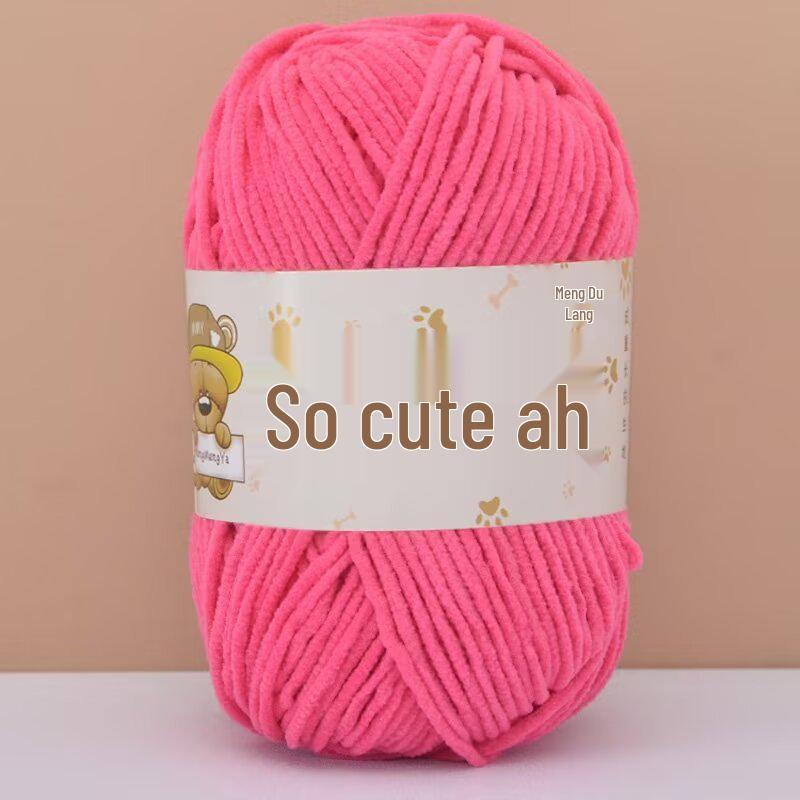 Chenille Crochet Yarn - Medium Thick Hand-Knitted for DIY Crafts & Dolls