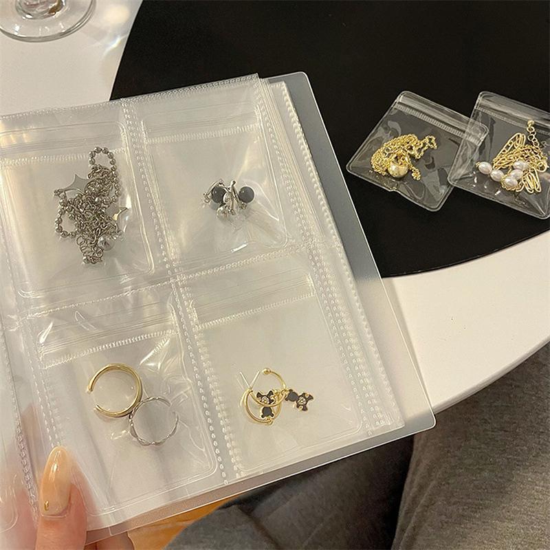84/160/288 Grid Anti-Oxidation Jewelry Storage Albums Transparent Necklace Bracelet Ring Book Holder Portable Jewelry Bag