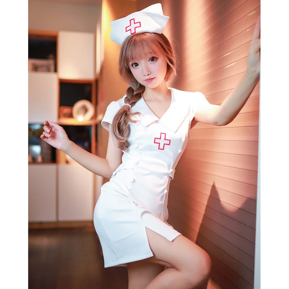 SHLYMP Nurse Angel In Mini Fancy Photo Cap White Uniform, Nurse, Sexy, Cosplay, Erotic, Extreme, Naughty, Erotic, White, Cute, Seductive, Moe,