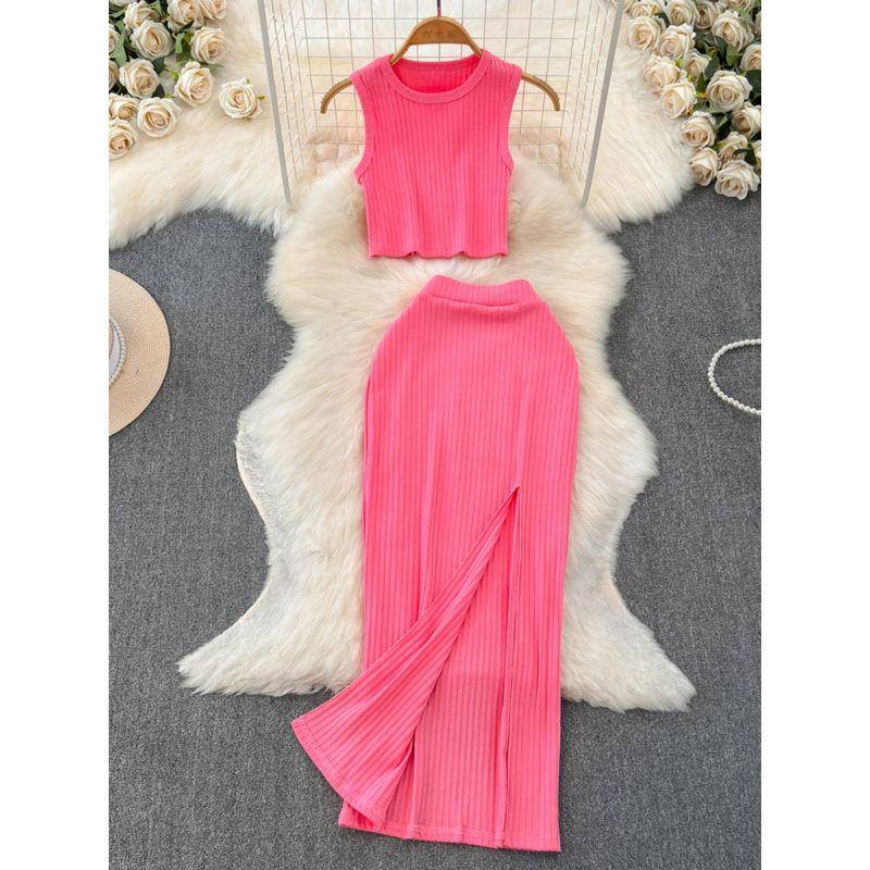 Elegant Socialite Sleeveless Split Sheath Fashion Suit