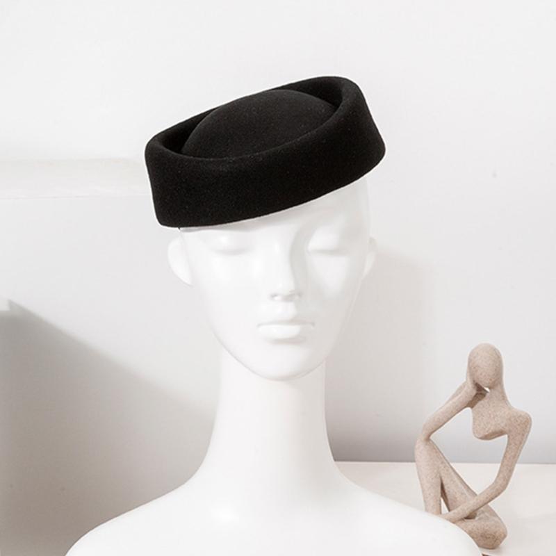 Professioneller Woll-Flugbegleiterhut Traditionelle Flugbegleiterkappe für Damen Uniformpassendes Accessoire Kopfbedeckung