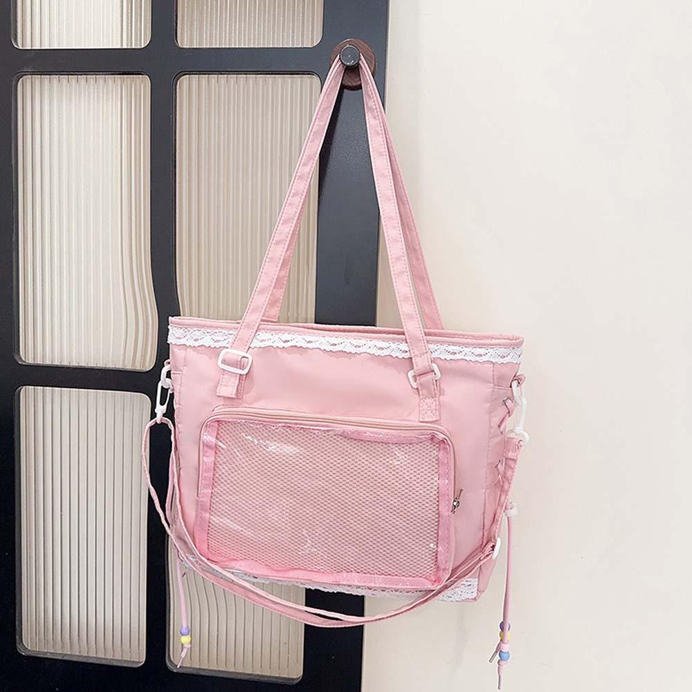 PVC Shoulder Ita Bag PU Leather Y2K Anime Display Bag Goth Transparent Handbag  School