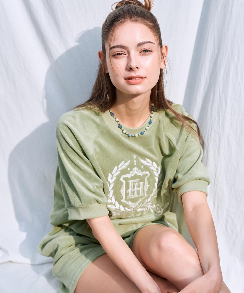 THEFRHT Terry Logo Half Sweatshirt (Green)