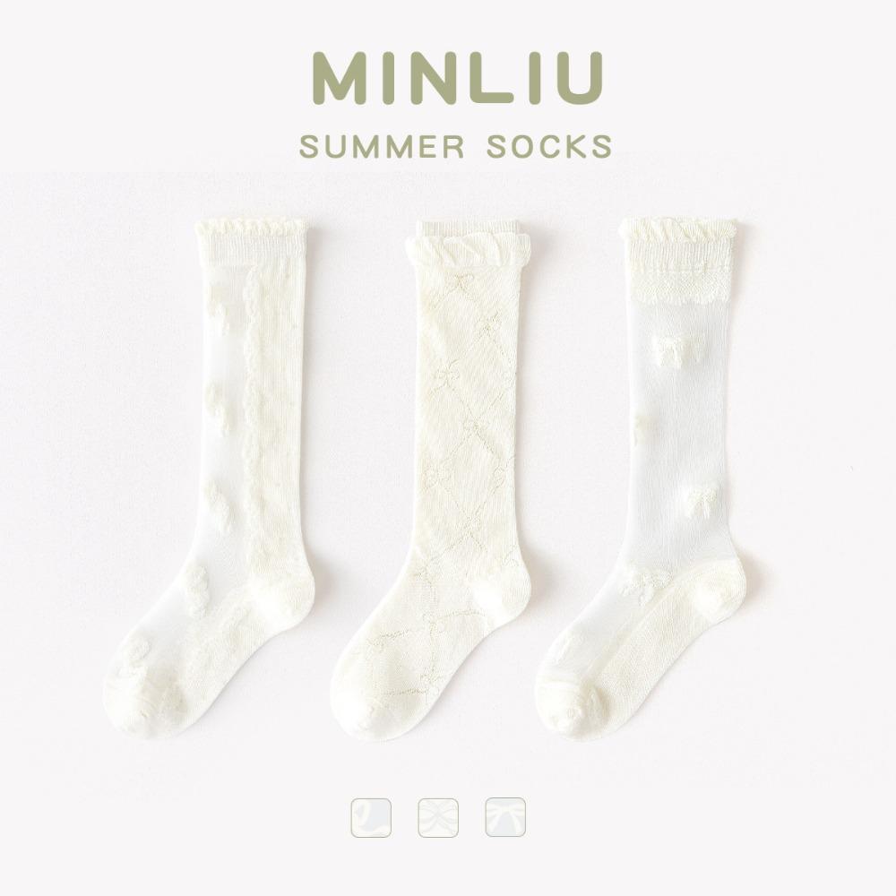

3 Pairs Thin Knee Socks Breathable Mesh Socks Fashion Long Stockings for Children 1-3 year-old
