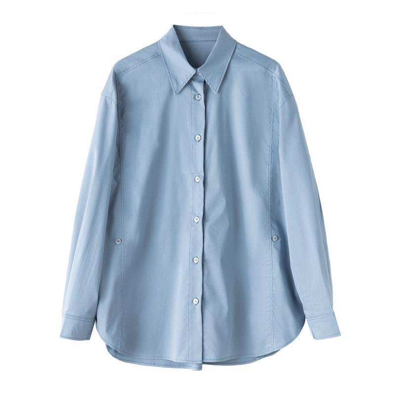 Xin Ge Women's Spring Slimming Long-Sleeve Anti-Wrinkle Waist-Cinching Shirt