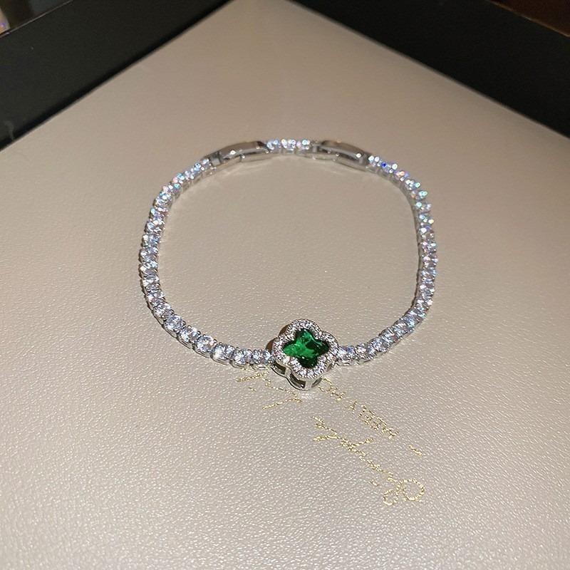 Zircon rhombus flower hollow adjustable bracelet Korean niche exquisite bracelet temperament versatile fashion jewelry women