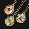 Jewelry Simulation Colored Treasure Gold Retro Exquisite Court Style Pendant Necklace Main 10 * 12