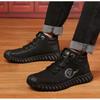 Winter Fur Integrated Warm Velvet Padded Thickened Men's Leather Ankle Boots Platform Snow Boots
