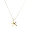 Genuine Gold and Sterling Silver 925 (18K) Starfish Charm Necklace Pendant for Men and Women. Simple, Thin, Small Chain Set with Genuine Drawstring