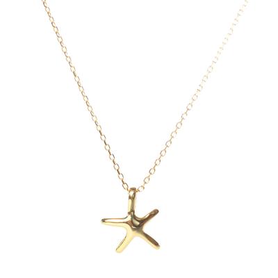 Genuine Gold and Sterling Silver 925 (18K) Starfish Charm Necklace Pendant for Men and Women. Simple, Thin, Small Chain Set with Genuine Drawstring