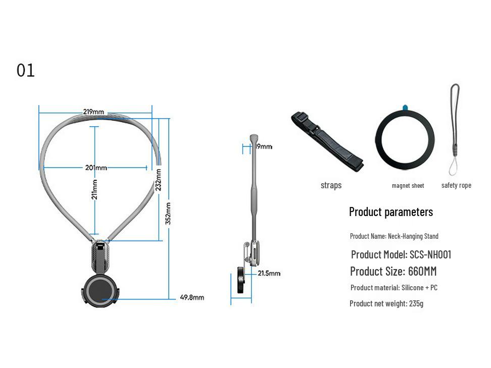 Magnetic Neck-Mount Adjustable Camera Bracket for Outdoor Sports and Live Streaming